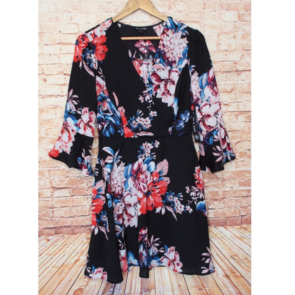 As U Wish | Floral Surplice Night Out Dress